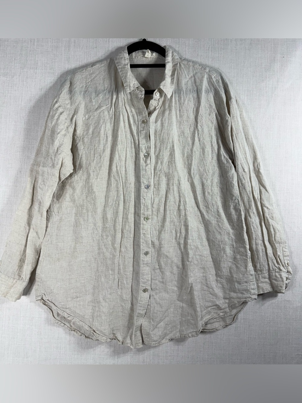 Eileen Fisher Cream Linen Button-Down Shirt 100% organique Linen